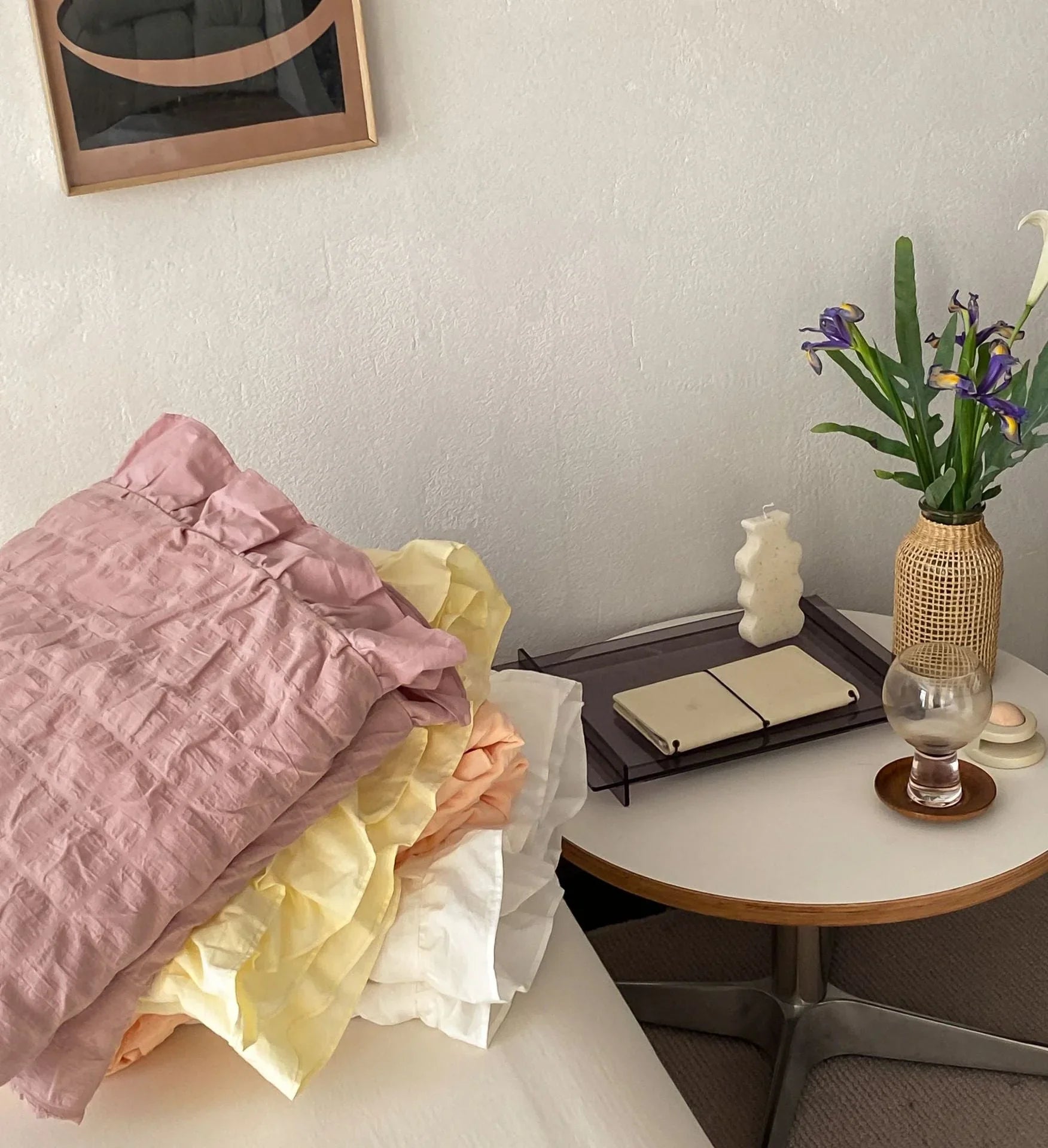 Marshmallow Puff Ruffle Bedding Set / Yellow Ever Lasting