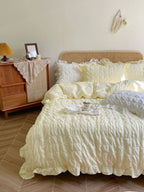 Marshmallow Puff Ruffle Bedding Set / Yellow Ever Lasting