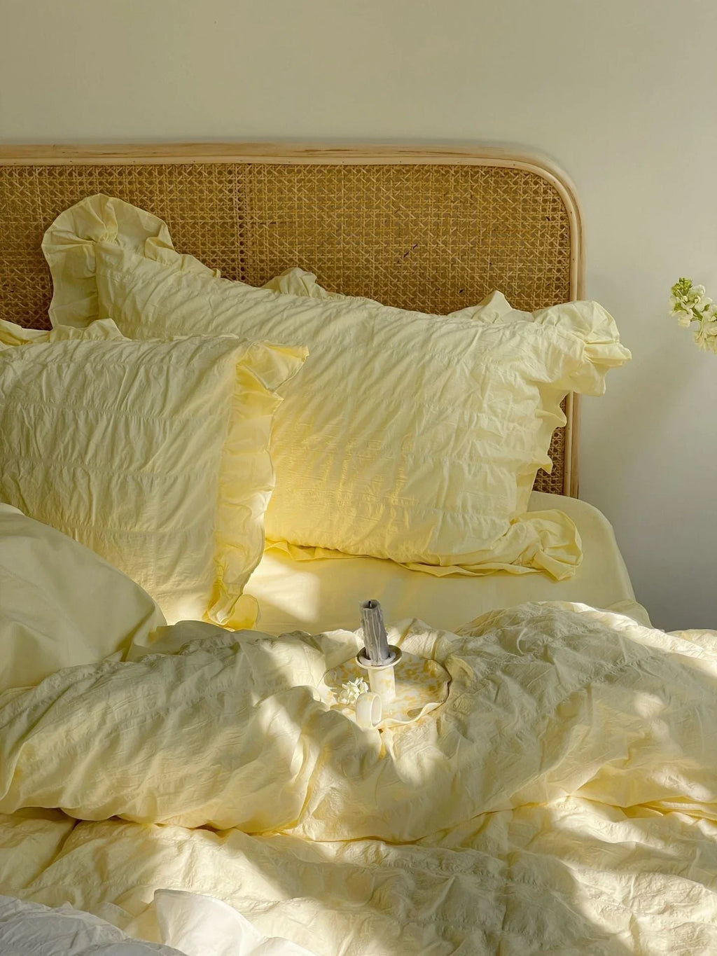 Marshmallow Puff Ruffle Bedding Set / Yellow Ever Lasting