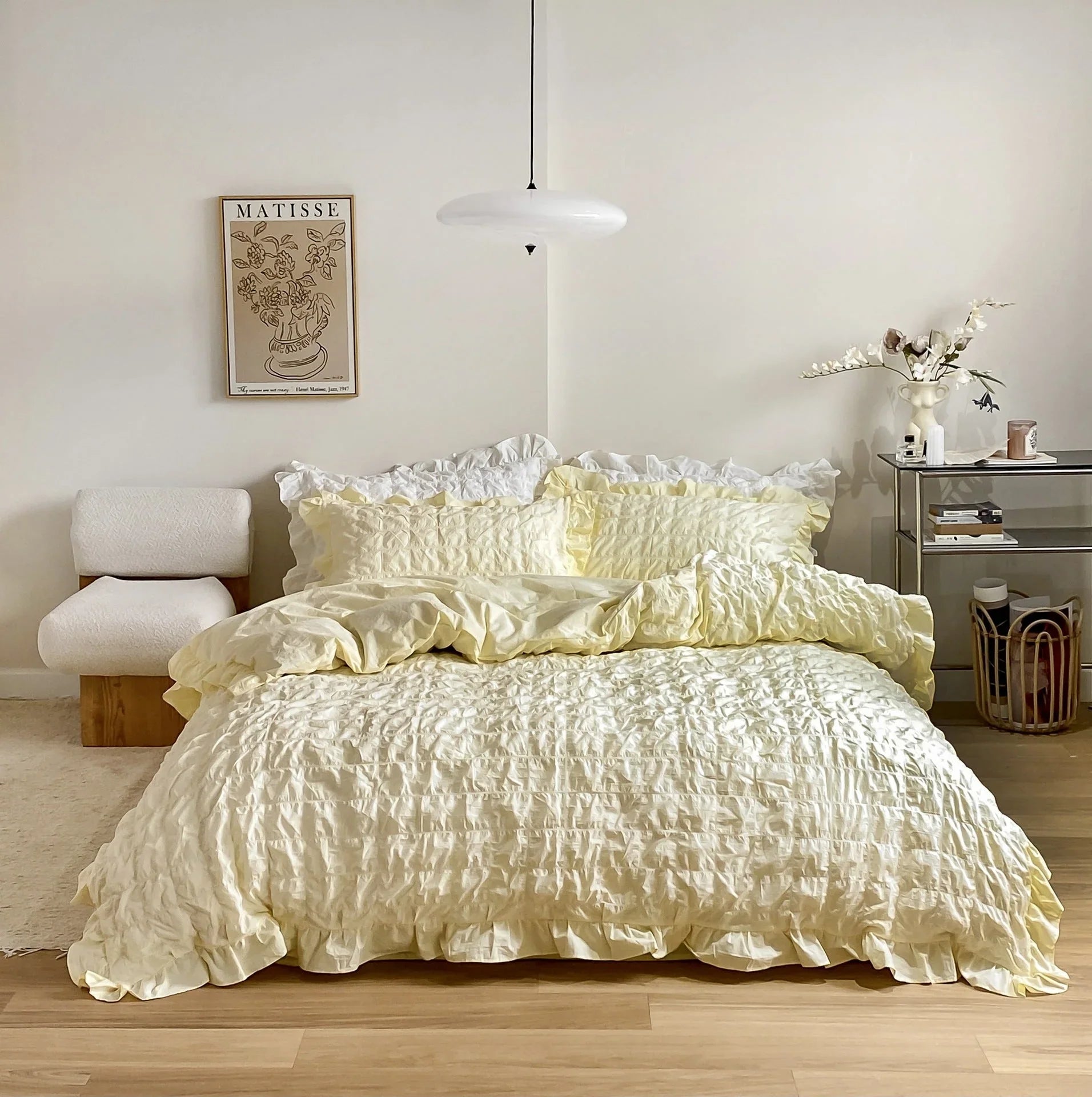 Marshmallow Puff Ruffle Bedding Set / Yellow Ever Lasting
