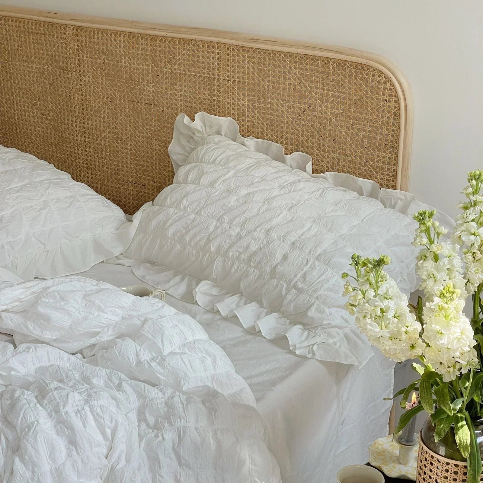 Marshmallow Puff Ruffle Bedding Set / Yellow Ever Lasting