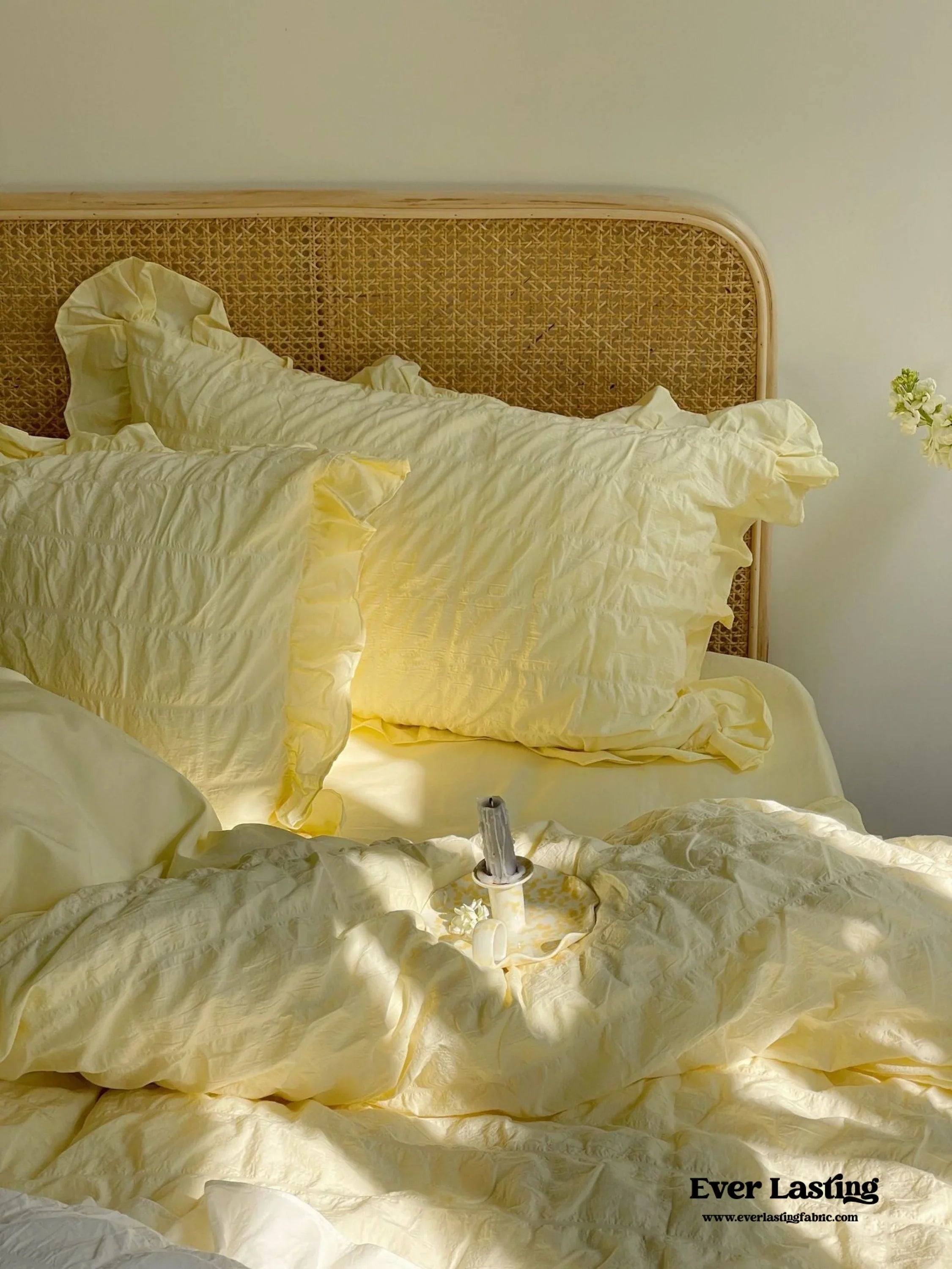 Marshmallow Puff Ruffle Bedding Set / Yellow Ever Lasting