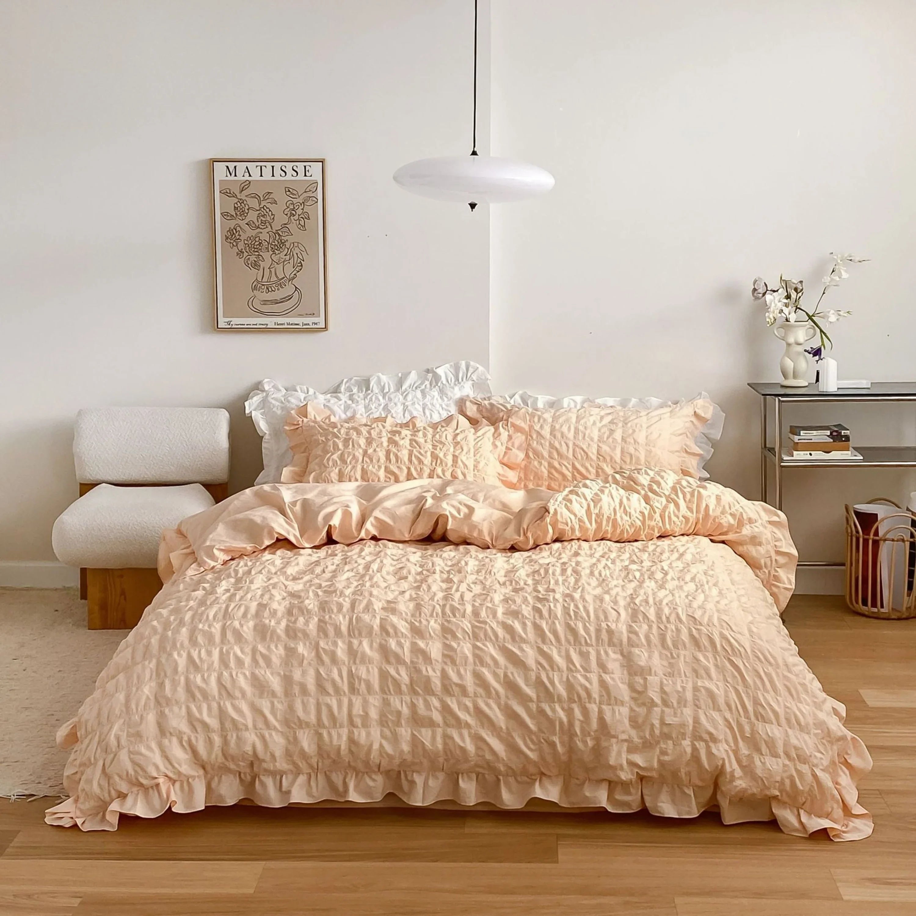 Marshmallow Puff Ruffle Bedding Set / Yellow Ever Lasting