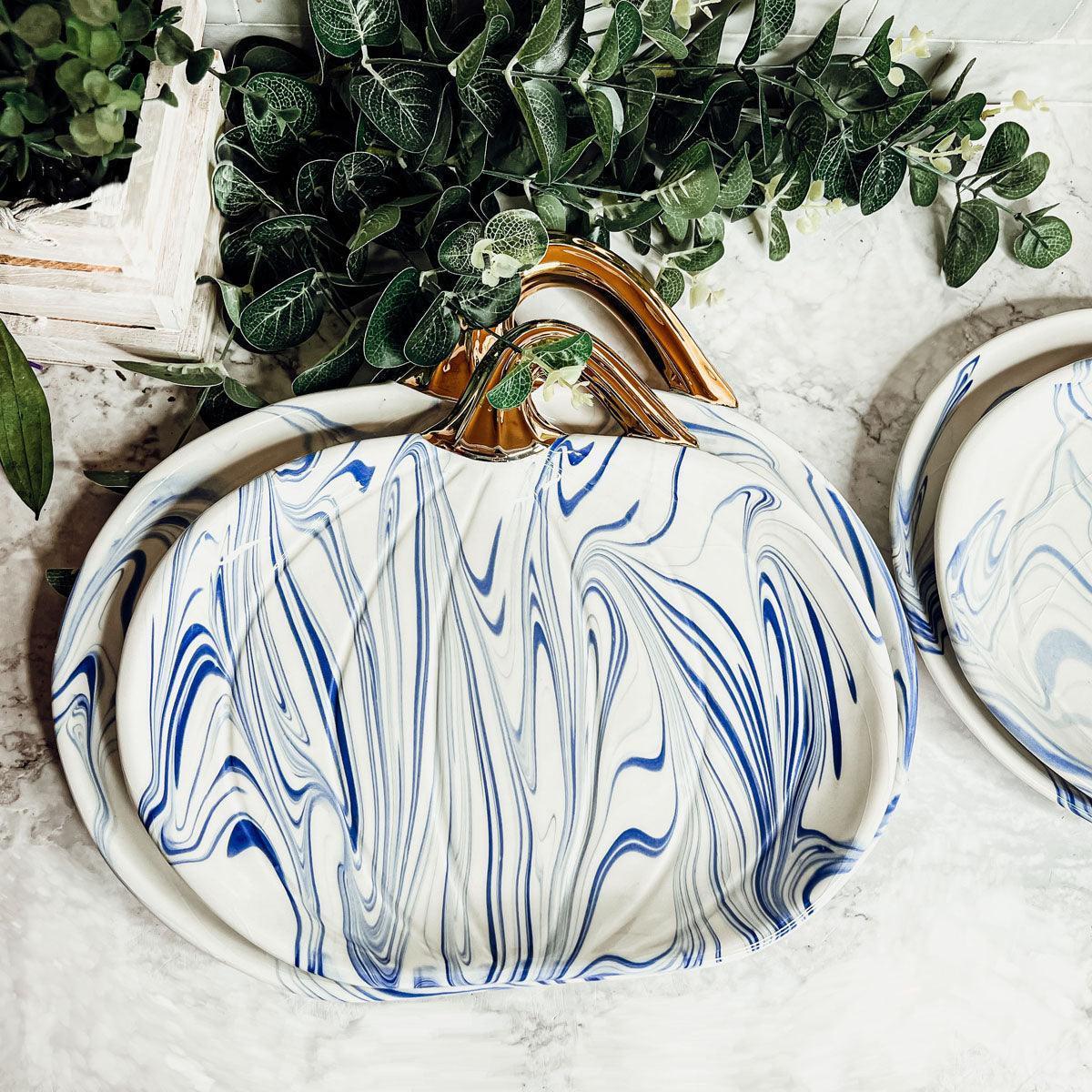 Martha Blue Pumpkin Plate Gia Roma