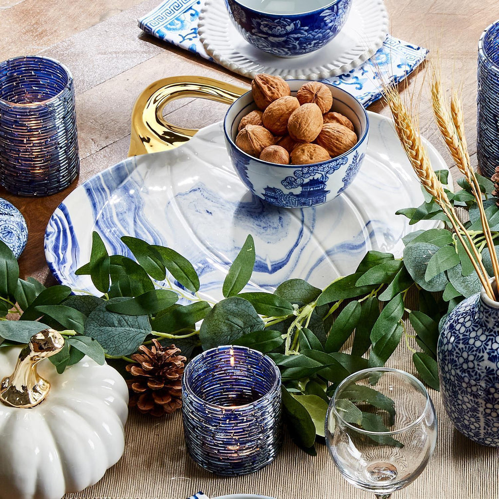 Martha Blue Pumpkin Plate Gia Roma