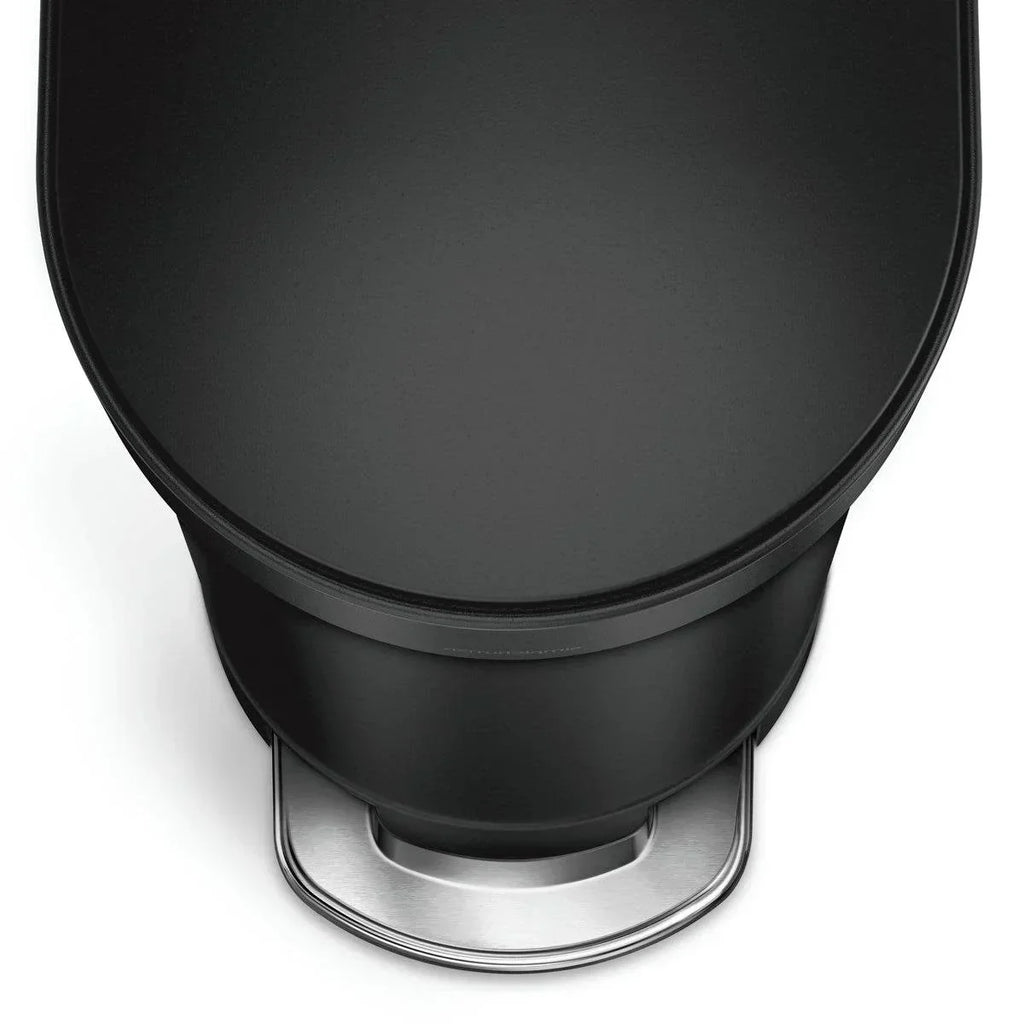 Matte Black 12-Gallon Narrow Kitchen Trash Can with Easy Step-on Lid