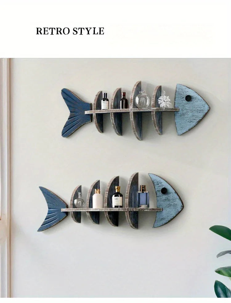 Wooden fishbone shelf, minimalist rose finish, wall-mounted - House of Avana