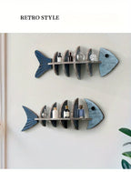 Wooden fishbone shelf, minimalist rose finish, wall-mounted - House of Avana