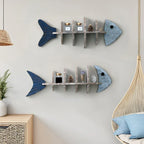 Wooden fishbone shelf, minimalist rose finish, wall-mounted - House of Avana