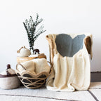Soft cream merino wool heart throw blanket, hand-knitted with love - House of Avana