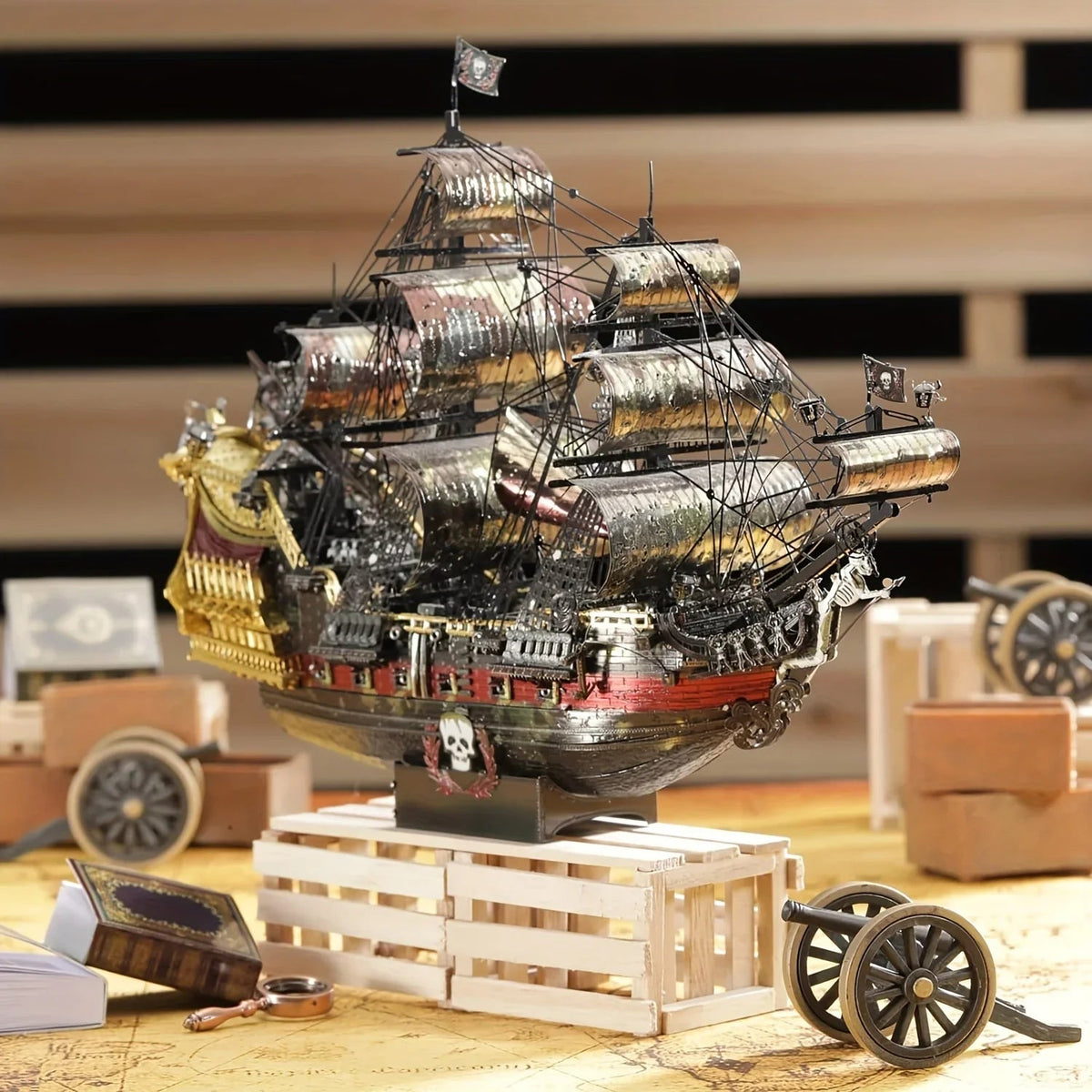 Adult Metal 3D Puzzle, Flying Dutchman Pirate Ship Model Kit, 3D Ship Model Building Kit, DIY Craft Kit, Suitable for Family Time, Difficult 3D Puzzle, Exquisite Birthday Gift House Of Avana [[SKU:HOA-XMS-406]]