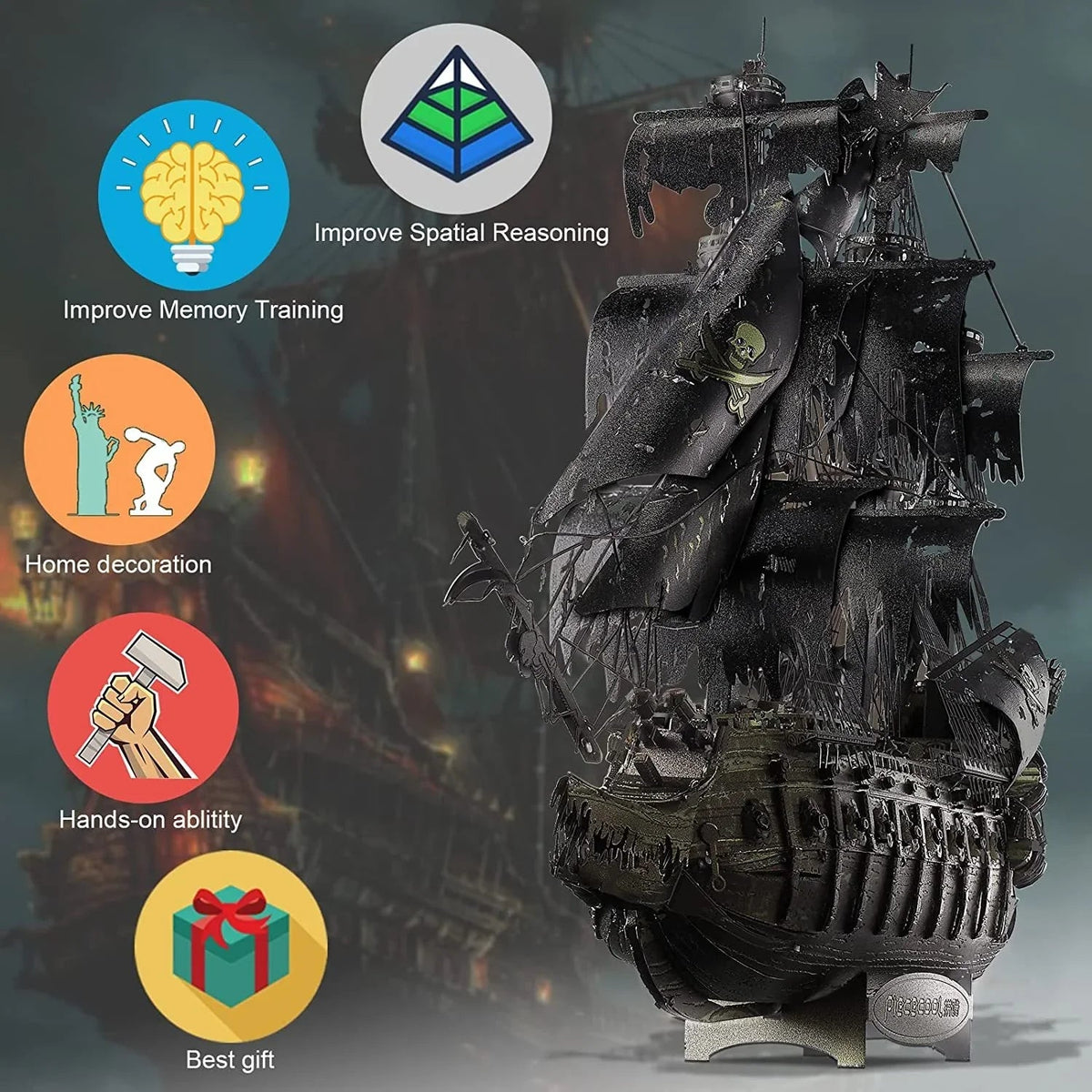 Adult Metal 3D Puzzle, Flying Dutchman Pirate Ship Model Kit, 3D Ship Model Building Kit, DIY Craft Kit, Suitable for Family Time, Difficult 3D Puzzle, Exquisite Birthday Gift House Of Avana [[SKU:HOA-XMS-406]]