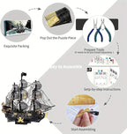Adult Metal 3D Puzzle, Flying Dutchman Pirate Ship Model Kit, 3D Ship Model Building Kit, DIY Craft Kit, Suitable for Family Time, Difficult 3D Puzzle, Exquisite Birthday Gift House Of Avana [[SKU:HOA-XMS-406]]