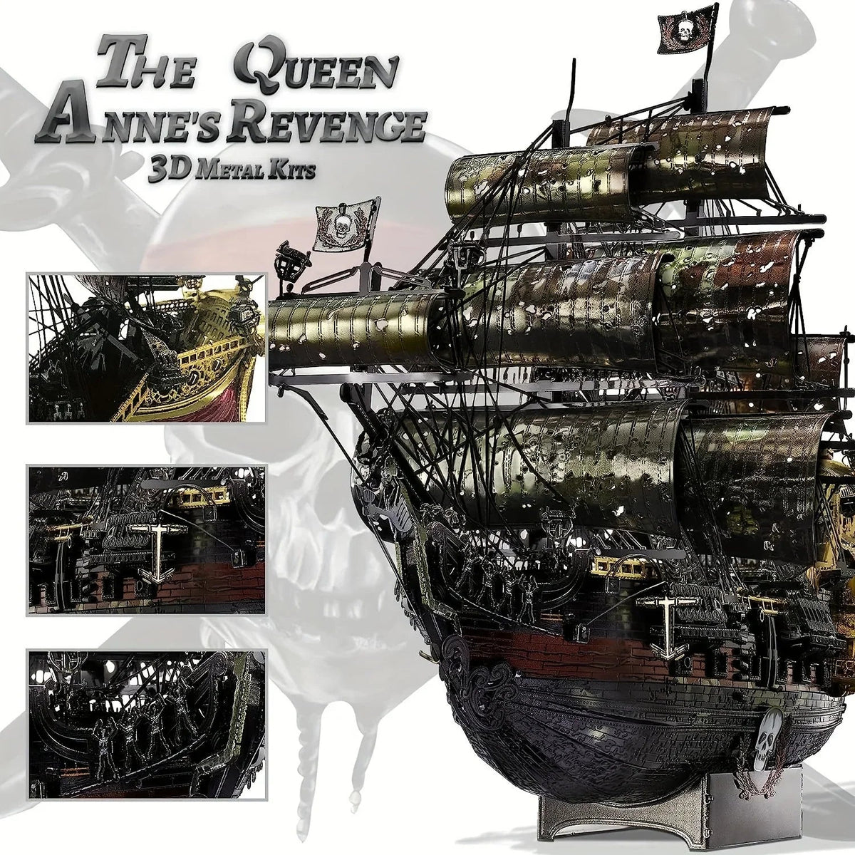 Adult Metal 3D Puzzle, Flying Dutchman Pirate Ship Model Kit, 3D Ship Model Building Kit, DIY Craft Kit, Suitable for Family Time, Difficult 3D Puzzle, Exquisite Birthday Gift House Of Avana [[SKU:HOA-XMS-406]]