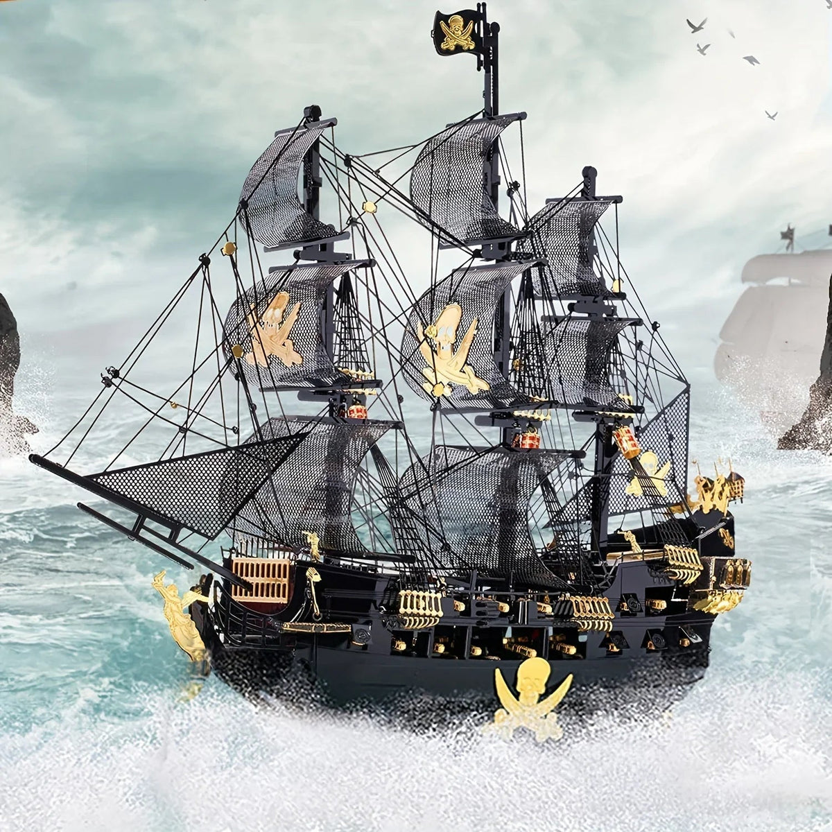 Adult Metal 3D Puzzle, Flying Dutchman Pirate Ship Model Kit, 3D Ship Model Building Kit, DIY Craft Kit, Suitable for Family Time, Difficult 3D Puzzle, Exquisite Birthday Gift House Of Avana [[SKU:HOA-XMS-406]]