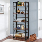 VECELO 5 Shelf Folding Bookshelf Industrial Metal Frame Display Shelf for Living Room, Bedroom, Kitchen, Office House Of Avana