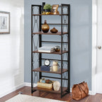 VECELO 5 Shelf Folding Bookshelf Industrial Metal Frame Display Shelf for Living Room, Bedroom, Kitchen, Office House Of Avana [[SKU:HOA-BOK-007]]