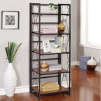 VECELO 5 Shelf Folding Bookshelf Industrial Metal Frame Display Shelf for Living Room, Bedroom, Kitchen, Office House Of Avana [[SKU:HOA-BOK-007]]