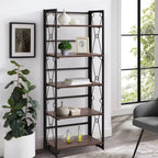 VECELO 5 Shelf Folding Bookshelf Industrial Metal Frame Display Shelf for Living Room, Bedroom, Kitchen, Office House Of Avana [[SKU:HOA-BOK-007]]