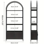 71" Industrial Arched Bookshelf with Doors - Sturdy Metal Frame, Freestanding Display Shelving Unit for... - House Of Avana