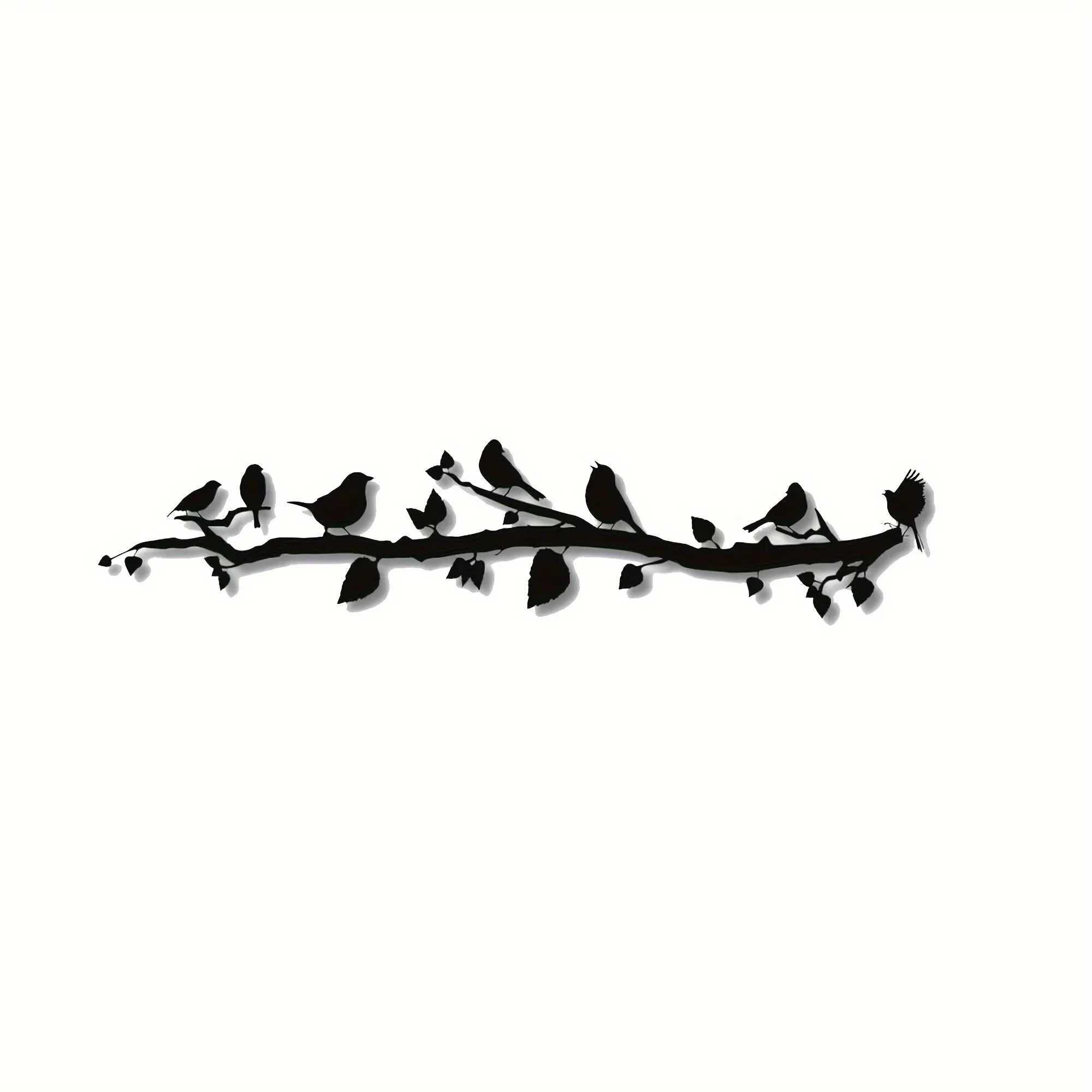 Metal birds on branch wall art, black metal silhouette - House of Avana