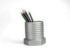 Metal Bolt Planter Industrial Vase with Unique Design, angled view - House Of Avana