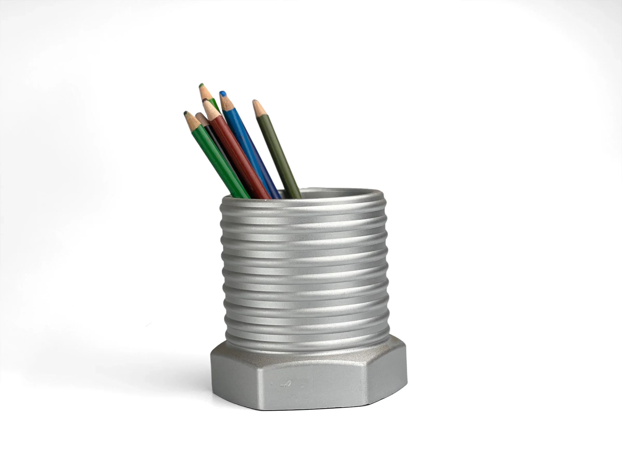 Metal Bolt Planter Industrial Vase with Unique Design, angled view - House Of Avana