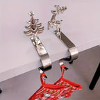 4pcs Festive Christmas Stocking Holder Set, Polished Golden & Metal Hooks with Non-Slip Pads, Fashionable Wall-Mounted Mantel Display Hangers for Holiday Decor,Bracket suitable for mantle metal fireplace stockings hanger., Ho House Of Avana [[SKU:HOA-XMS-064]]