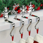 4pcs Festive Christmas Stocking Holder Set, Polished Golden & Metal Hooks with Non-Slip Pads, Fashionable Wall-Mounted Mantel Display Hangers for Holiday Decor,Bracket suitable for mantle metal fireplace stockings hanger., Ho House Of Avana [[SKU:HOA-XMS-064]]
