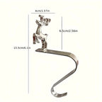 4pcs Festive Christmas Stocking Holder Set, Polished Golden & Metal Hooks with Non-Slip Pads, Fashionable Wall-Mounted Mantel Display Hangers for Holiday Decor,Bracket suitable for mantle metal fireplace stockings hanger., Ho House Of Avana [[SKU:HOA-XMS-064]]