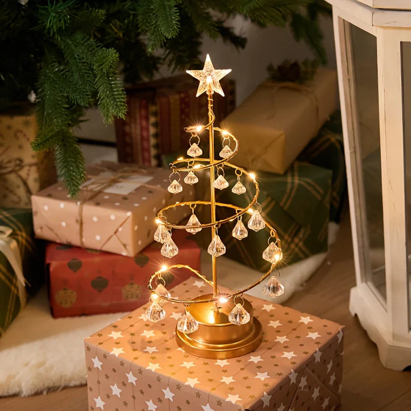 Elegant Metal Christmas Tree with Warm White & - Freestanding /Outdoor Holiday Decoration, Sturdy Base & Crystal Ornaments, Durable Metal for Festive or, No Control, Easy Assembly, Ideal Gift for Modern or Traditional Decor ( House Of Avana [[SKU:HOA-XMS-011]]