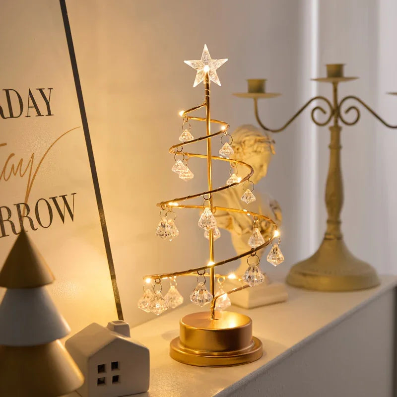 Elegant Metal Christmas Tree with Warm White & - Freestanding /Outdoor Holiday Decoration, Sturdy Base & Crystal Ornaments, Durable Metal for Festive or, No Control, Easy Assembly, Ideal Gift for Modern or Traditional Decor ( House Of Avana