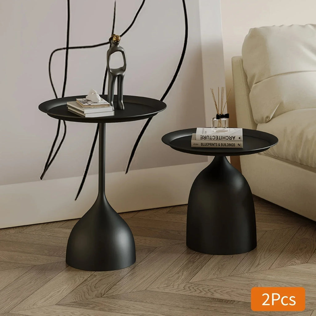 2pcs set, home decoration round coffee table, Nordic style simple side table - creative metal design, suitable for small spaces, perfect match with living room sofa and bedroom, floor tray, bedside table House Of Avana