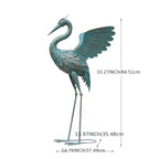33in Cyan Metal Crane Sculpture Decor - House Of Avana