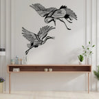 Metal Crane Wall Art Set of with Flying Birds Decor, front view - House Of Avana [[SKU:HOA-WAL-066]]