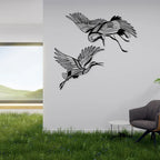 Metal Crane Wall Art Set of with Flying Birds Decor, detail shot - House Of Avana