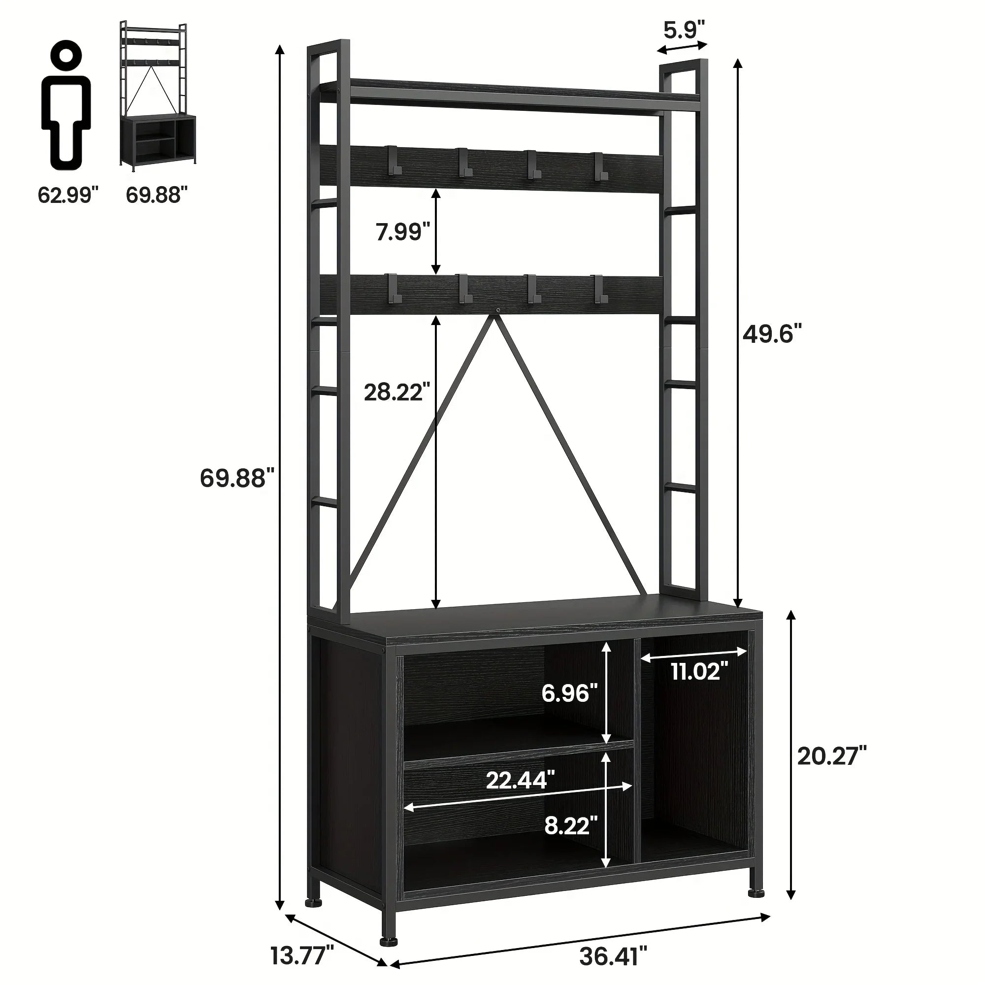 5-in-1 Entryway Hall Tree Organizer with Bench - Heavy-duty Shoe Storage Cabinet, Hooks, Drawers & Top... - House Of Avana
