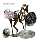 Metal horse sculpture with LED light, modern silver finish - House of Avana