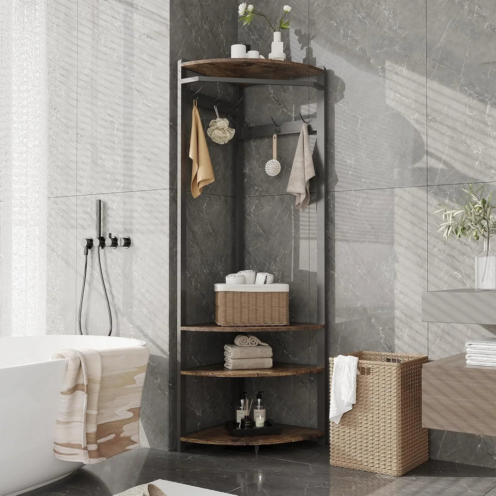 Corner Coat Rack, Metal Corner Coat Rack with Double Hooks/storage Rack/shoe Rack, Space Saving,... - House Of Avana