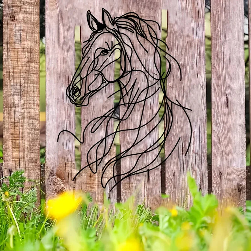 The Charm of the Countryside, an Astonishing Metal Horse Silhouette - 15.75 Inch Outdoor Garden and... - House Of Avana