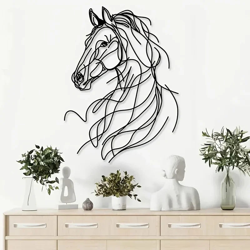 The Charm of the Countryside, an Astonishing Metal Horse Silhouette - 15.75 Inch Outdoor Garden and... - House Of Avana