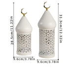 1pc Metal LED Decorative Lantern with Intricate Cut-Out Patterns & Crescent Moon Accents - Battery-Powered Tabletop Home Decor for Ramadan, Weddings, Diwali - Warm White Light (3 AAA Batteries Not Included), Lantern Decor House Of Avana