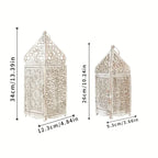 Metal Moroccan candlesticks in gold finish, intricate design - House of Avana