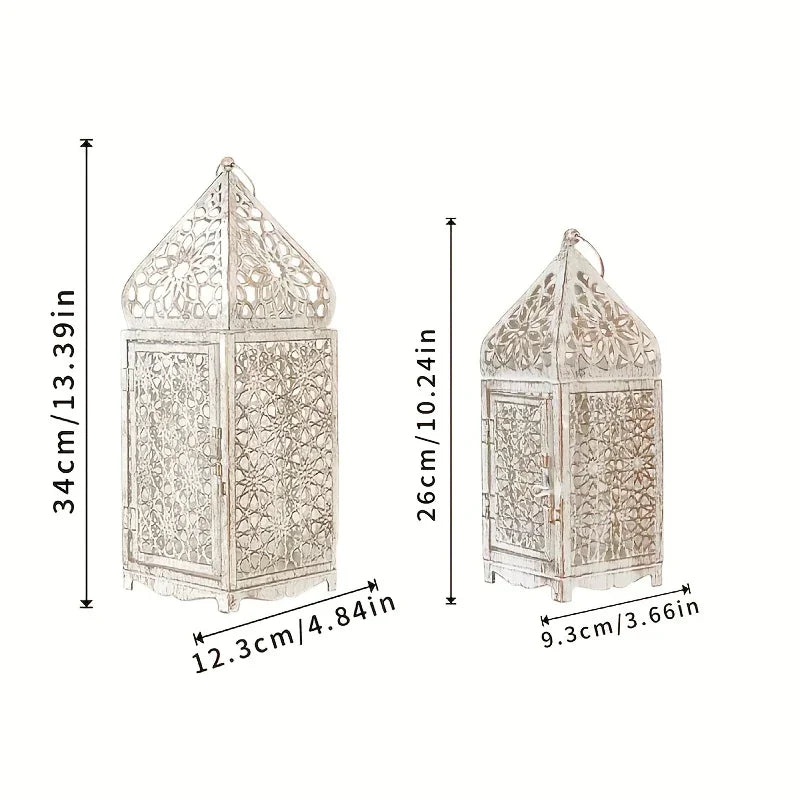Metal Moroccan candlesticks in gold finish, intricate design - House of Avana