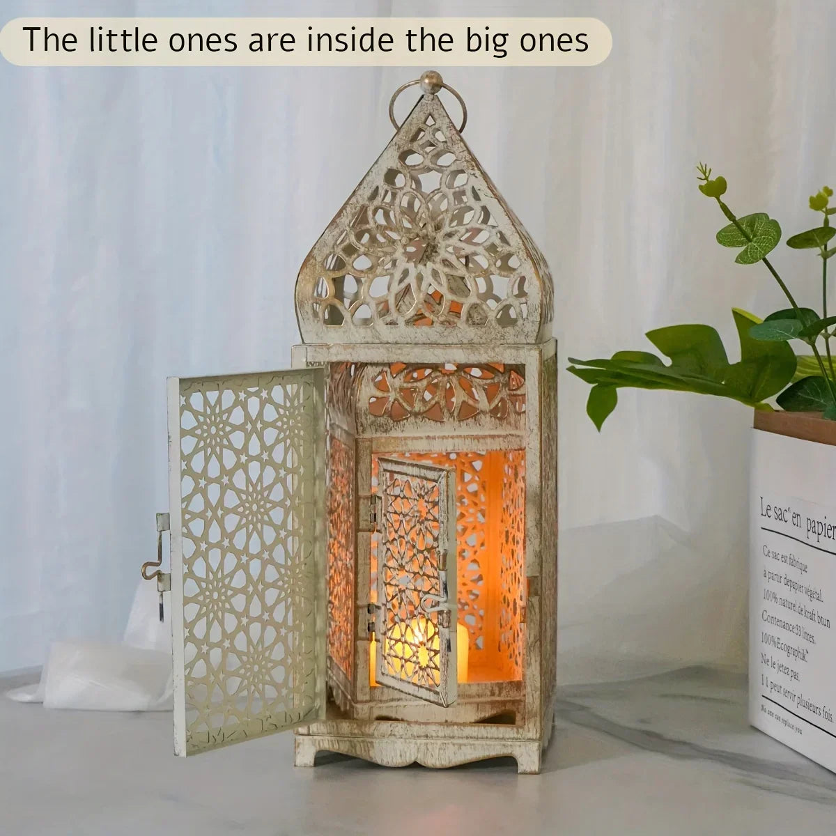 Metal Moroccan candlesticks in gold finish, intricate design - House of Avana