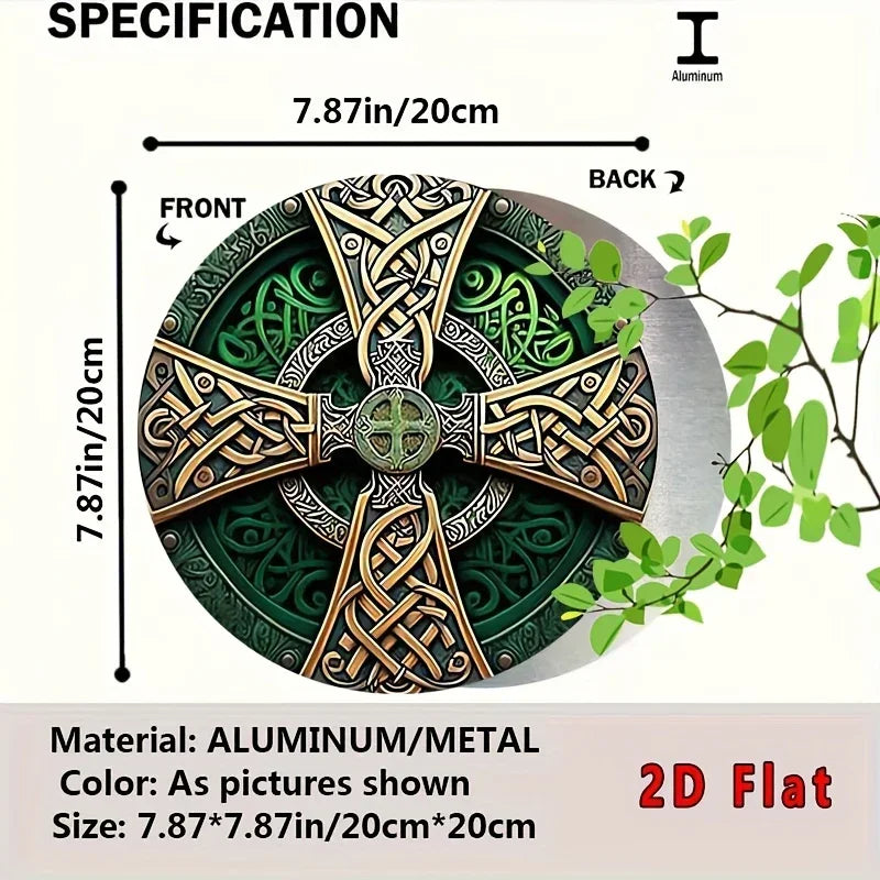 Metal Sign - Celtic Knot Metal Green 8x8