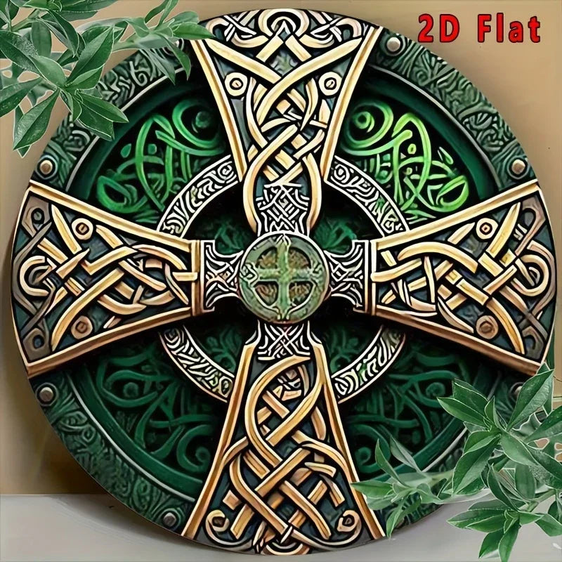 Metal Sign - Celtic Knot Metal Green 8x8