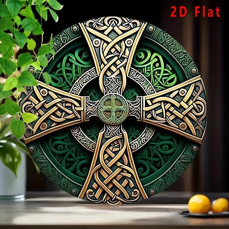Metal Sign - Celtic Knot Metal Green 8x8