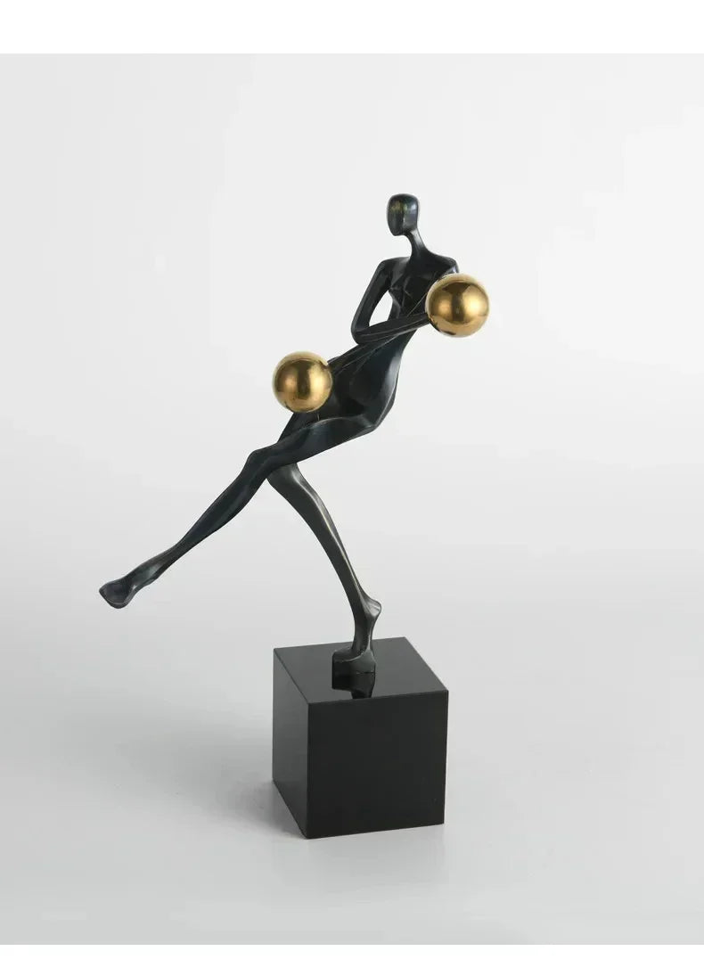 Metal Statue - Nordic Silver Acrobatic Figure, texture detail - House Of Avana
