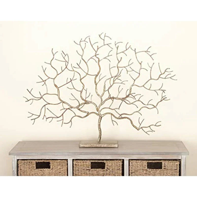 Metal Tree Decorative Sculpture Home Decor Statue Accent Figurine 32 x 4 x 24 Sier House Of Avana